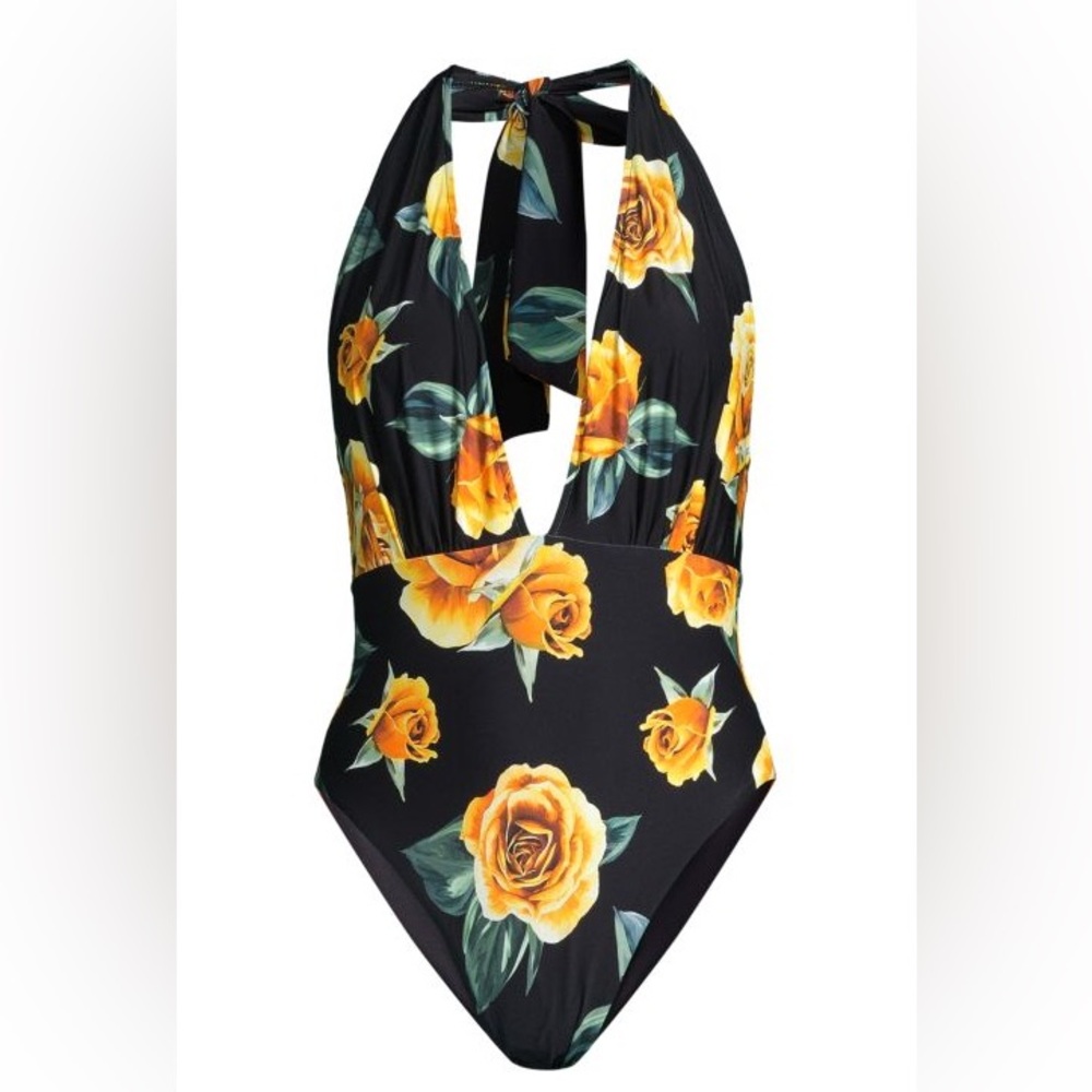WeWoreWhat BLACK Brooklyn Rose-Print One-Piece Swimsuit, US